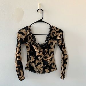 Off the Shoulder Dragon Print Top